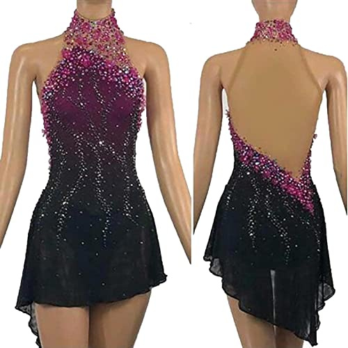 ZEDDG Abito da Pattinaggio Artistico Donna Vestito Danza Abito da Ballo Leotards Body da Balletto Body da Ginnastica Bambina Vestito da Pattinaggio Artistico,Purple-M
