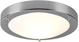 lightling Carlos Deckenleuchte chrom, IP44 ideal für Badezimmer, rund Glas opal matt weiß, Durchmesser: 31 cm, Höhe: 8 cm