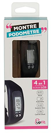 UPFIT - Orologio contapassi - Schermo LCD - Colore: Nero - Indica ora, distanza, calorie e numero di passi - Cinturino in silicone - Facile da usare - Adatto a tutti