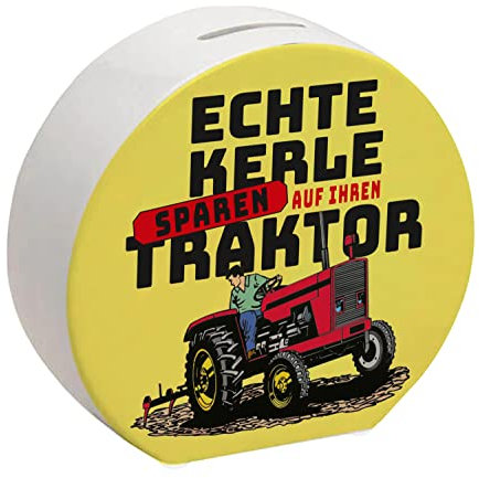 Echte Kerle sparen auf ihren Traktor Spardose für Landwirte in gelb für EIN echtes Dorfkind, das später mal einen dicken Bulldog Fahren Will um Frauen zu