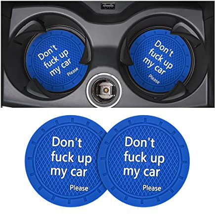 8sanlione 2 Pack Car Cup Holder Coasters, 2.75 Inch Non-Slip PVC Insert Cup Coaster, Anti-Scratch Auto Cup Mats for Women Men, Vehicle Interior Accessories Universal for Car, SUV, Truck (D Blue/2PCS)