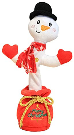Surakey Kuscheltier Schneemann Kinderspielzeug, Weihnachten Plüschtiere, Singender Und Tanzender Elektronischer Shake-Tanzender Schneemann Plüschtier Stofftier Spielzeug Für Kinder Erwachsene,32cm
