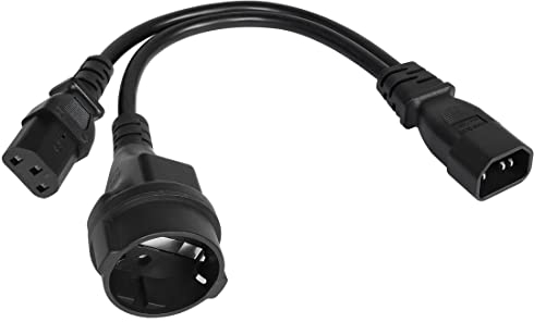 C14 zu C13+CEE 7/7 Y Splitter Stromkabel YACSEJAO IEC 320 C14 zu C13 Schutzkontaktbuchse Verlängerungskabel für Computer,Monitor(1FT/30CM)