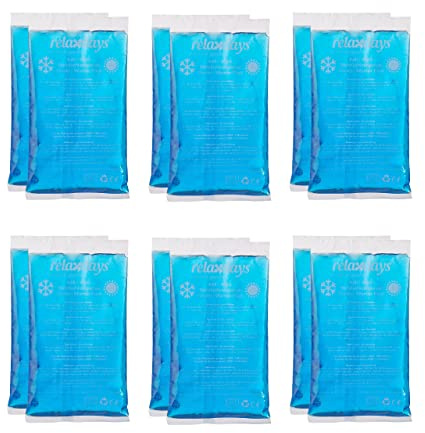 Relaxdays Kühlpads, 12er Set, Kalt-Warm-Kompressen, 15 x 8 cm, Erste Hilfe, Wiederverwendbare Gelkühlkompressen, blau