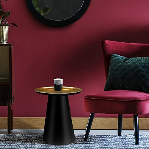 WOMO-DESIGN Beistelltisch Bristol Ø 50cm rund, 50cm hoch, Gold-Schwarz matt, aus Metall, Unikat, Handgefertigt, Wohnzimmertisch Couchtisch Sofatisch Kaffeetisch Dekotisch Loungetisch Ablagetisch Tisch