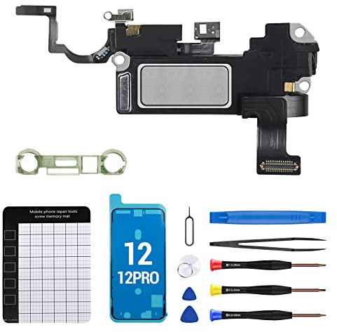 Für iPhone 12 Ohrlautsprecher Ersatz Reparaturset für iPhone 12 Pro Neues Front-Kopfhörermodul mit Näherungssensor Umgebungslichtsensor Teil Flexkabel Stecker Fix Tools Kit A2172 A2402 A2403 A2404