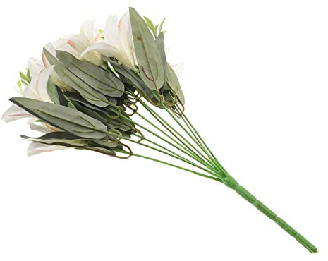 ORFOFE Künstlicher Lilienstrauß Lebensnahe Dekoration Für Hochzeiten Partys Zuhause Köpfe Aus Hochwertigem Seidenstoff Pflegeleicht Und Langlebig Für Romantische Arrangements