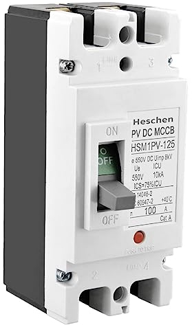 Heschen DC-Leistungsschalter MCCB, HSM1PV-125, 2-polig, DC550V 100A, Photovoltaik-Leistungsschalter, für PV-Solaranlage Solarmodule Netzsystem