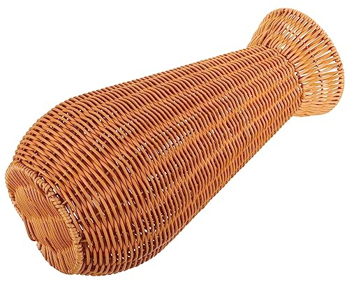 TEHAUX Rattanvase Bodenvase Aus Korbgeflecht Blumenvase Geflochtener Blumenhalter Rattan Geflochtene Vase Blumenarrangementhalter Hohe Bodenvase Gewebte Vase Seetang Büro Plastik Strauß