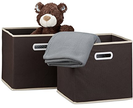 Relaxdays Faltbox 2er Set, mit Griff, quadratisch, 30 x 30 cm, Stoff Aufbewahrungsbox ohne Deckel, Regalbox, Farbwahl