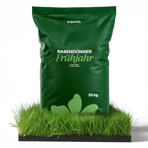 Organtic Rasendünger Frühjahr 20kg, Dünger verdrängt Moos, Ideal für Frühjahr und Sommer, geeignet für Streuwagen, staubarmes Granulat, Rasendünger, organtic