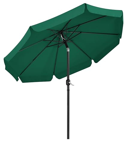 Yaheetech Sombrilla de Jardín Grandes 267x240 cm Sombrilla Terraza Exterior Playa Parasol Jardin con 8 Varillas y Manivela Repelente al Agua Protección UV Inclinación Bidireccional sin Base Verde