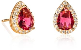 Diamond Treats Rubinrote Ohrstecker in Tropfenform aus 925er Sterling Silber für Damen mit roten Zirkonia-Steinen, rote Ohrringe aus Gold, Schmuck für Frauen, Vergoldete Ohrringe in Rot
