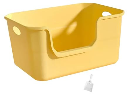 Gralara Caja de Arena Abierta, Bandeja de Arena para Mascotas de Cara Alta, Orinal para Gatos, Caja de Arena, contenedor, Inodoro para Gatos, Bandeja de Arena, Amarillo