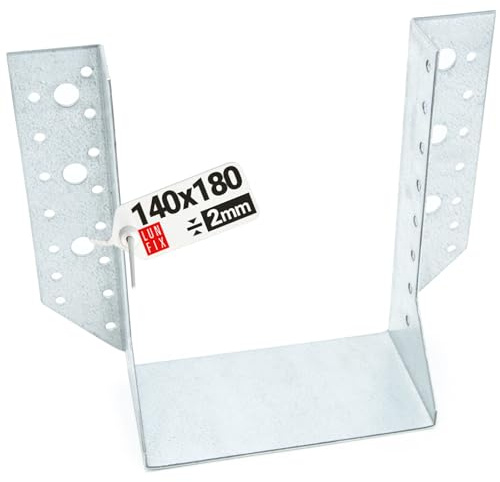 LUN FIX Balkenschuh Typ A 140x180 mm 2,0 mm Balkenverbinder, Holzverbinder | Metallwinkel verzinkt, stabiler Balkenwinkel für Holzbalken, ideal als Balkenhalter für Carport, Pergola und Holzbau