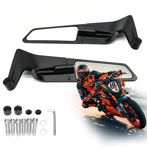Motorrad Rückspiegel Kompatibel mit Kawasaki Z400 Z650 Z1000 Duke 125 200 250 390 690 790 1290 Stealth Spiegel Einstellbar 360° Rotation