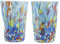 CC Zecchin Coppia di 2 bicchieri in vetro di Murano blu multi fatti a mano Millefiori