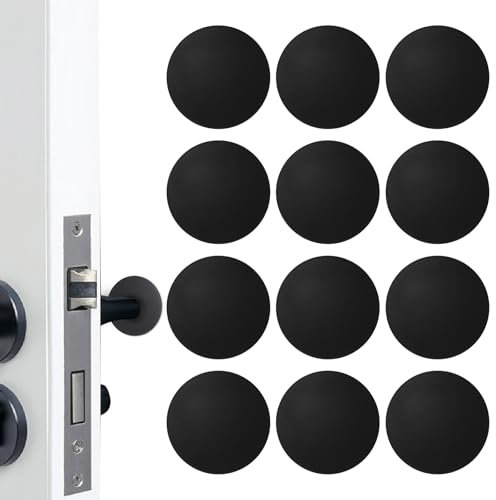 12 Pcs Round Silicone Door Knobs Door Stoppers Wall Protector 2'' Wall Door Handle Stopper Door Handle Bumper Self Adhesive Soft Rubber Door Crash Pad Guard Wall Shield for Home Office