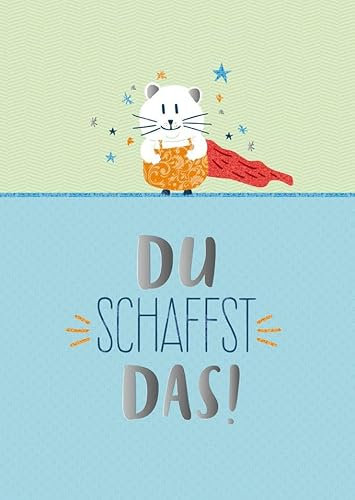Gutsch Verlag Postkarte Spruch Du schaffst das Maus Superheld Folienprägung