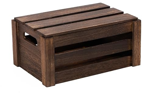 Wickerfield Wooden Crate with Handles and Lid for Home Storage Box Office Collection and Window Retail Display Tray Gift Hamper (Brown, Large)