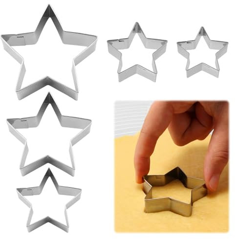 Star Cutter,5 Pcs Star Cookie Cutter,Stainless Steels Cookie Cutters Baking Pastry Set for DIY Baking Cake Decoration Holiday,Stars Cutters for Bakings,Stars Cookie Cutters