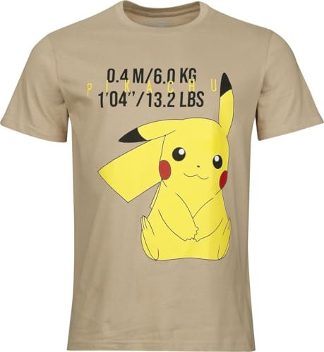 Pokémon Pikachu Männer T-Shirt beige XXL 100% Baumwolle Fan-Merch, Filme, Gaming, Nintendo, TV-Serien