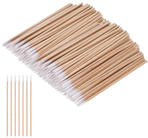 800 tamponi di cotone Microblading con punta di precisione, bastoncini di legno, bastoncini di cotone, applicatori per tatuaggi e unghie di bellezza (10 cm)