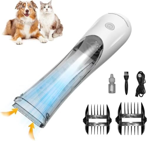 Kit de toilettage portable 2 en 1 pour chien, 3 vitesses, faible bruit, rechargeable, aspiration puissante, 99 % pour animaux de compagnie, chat, tondeuse avec peigne