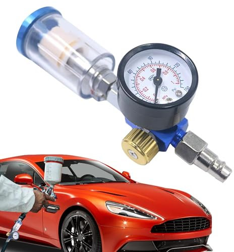 Hugsweet Essiccatore d'aria per compressore, regolatore a pressione 'aria,Filtro 'aria impermeabile per pulire con manometro a pressione - Separatore d'acqua riutilizzabile, strumento di regolazione o