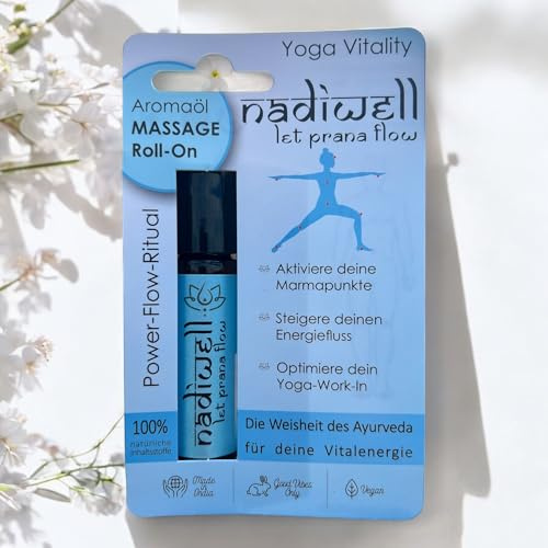 Nadiwell Yoga Vitality Roll-On | Aktivierendes Aromaöl zur Marmapunkt-Stimulation vor dem Yoga | Mit ayurvedischen Ölen | 100% natürlich & vegan