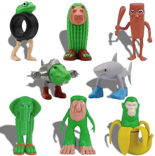 Heartsking 8 Pcs Action Figures, Cute Shark Monkey Toys Cake Topper Party Minifigures Birthday Party Decorations Supplies Figure Doll Christmas Birthday Gifts For Boys Girls And Fans Aged 3+Years Old