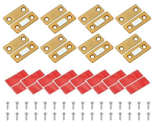 TIXIPEM Cabinet Magnets for Closure [8pcs] - Magnetic Door Latch Use for Kitchen & Bathroom Cupboard & Wardrobe & Closet & Closures & Cabinet Door Drawer Latch - [Yellow - 1.61 in]