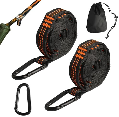 2 Piezas de árbol para Hamaca, Correas de suspensión para Columpio de 2,5 m | Kit de Correas de suspensión para Hamaca de Exterior para Silla Colgante de Camping + 3 mosquetones, máx. 200 kg