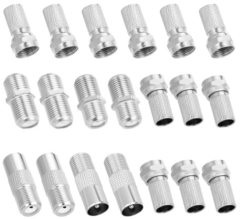 20 Stück Koaxialkabel Verbinder, Sat Kabel Verbinder, F Stecker Sat Kabel, TV Koaxial Stecker Kit, Antennenstecker, F-Typ Koaxialadapter-Set für Satellitenkabel, Antennenkabel