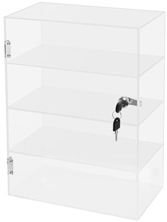 Acryl-Vitrine 4 Etagen 30x15x40cm Abschließbare und Multifunktional Schaukasten, Klare Aufbewahrungsbox für Schlafzimmer, Wohnzimmer, Studien