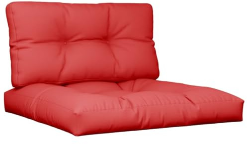 Foknhdi Palettenkissen 2 TLG Rot 80x80 cm Polyester Sitzkissen Outdoor wasserabweisend, ergonomisches Sitzpolster & Rückenkissen für Garten Balkon Terrasse und Wohnzimmer