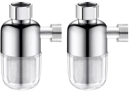 Shower Water Filter, 40 Stainless Steel Limescale Remover for Faucet Washing Machine, 1/2 Inch Zinc Alloy Housing, 2 Pack