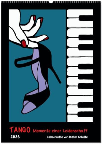 Tango - Momente einer Leidenschaft (Wandkalender 2026 DIN A2 hoch), CALVENDO Monatskalender: Holzschnitte zum Thema Tango Argentino (CALVENDO Kunst)