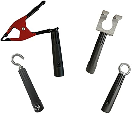 FenWi - Haken, Öse & Klammer als Zubehör zu Aluminium-Teleskopstangen und Teleskop-Fensterwischer-Set - zum Lichterkette & Weihnachtsbeleuchtung aufhängen - Zughaken für Schalter & Verriegelungen