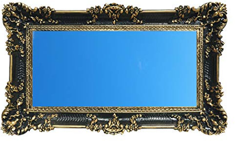Ideacasa Spiegel Schwarz Gold Gold Großer Rahmen Barock Fake Vintage Cm 96 x 56 cm