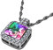 DEPHINI - Aurore Boreale Halskette | SW Kristall | Zirkonia Kristallen | 925 Sterling Silber quadratisch Halskette Regenbogen Anhänger | feine Geschenke für Frauen