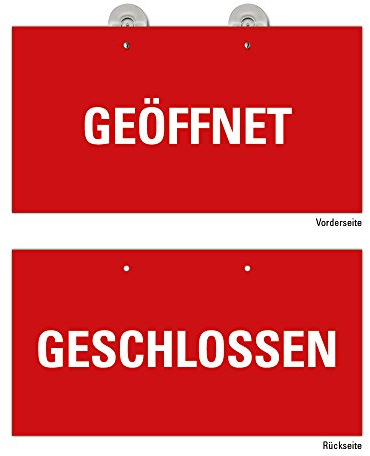 Geöffnet Geschlossen rot-rot Schild Geschäft, Ladenlokal, Einzelhandel; Dienstleistung, Türschild Preiswert im Format 23,5 x 12,5 cm