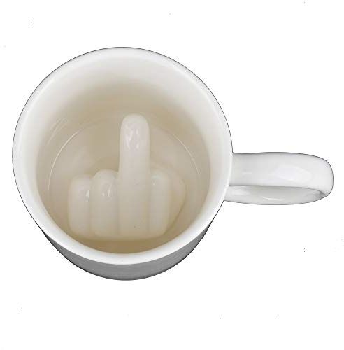 gShopVV - Tazza da caffè con dito medio in 3D, con divertente dito medio sul fondo, ideale come regalo di San Valentino, compleanno