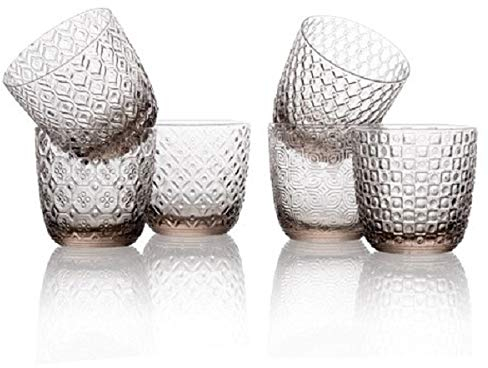IVV Set 6 Bicchieri Acqua Vino Trasparente Sixties Grigio Tortora Ottiche Assortite