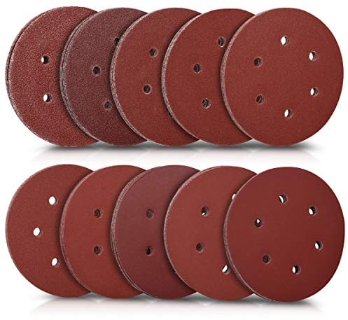 Navaris Dischi abrasivi 150mm 50 pezzi - 5x P40/60/80/100/120/180/240/280/320/400 - carta abrasiva legno metallo - universale per levigatrice Ø150mm