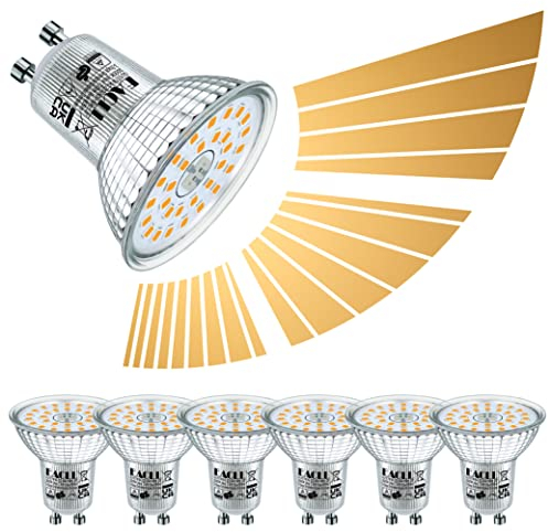 EACLL GU10 LED Bulbs Warm White 7W Stepless and 3 Steps Dimmable, 6-Pack, 3000K 605lm Flicker-Free Light Bulbs, 3-in-1 Dimming via Light Switch or Smooth Dimming via Dimmer, 2-in-1 Dimming Function