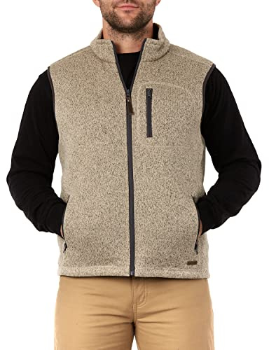 Smith's Workwear Men's Sherpa Lined Sweater Fleece Vest, Oatmeal Heather, XX-Large