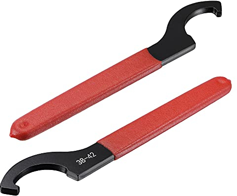 sourcing map Llave de gancho en C para tuerca redonda de 38-42 mm, con mango antideslizante rojo, 2 piezas