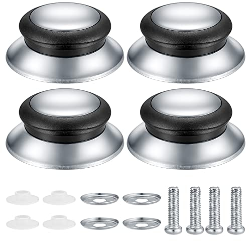 Xiaomoyu Pomo Tapa Olla, 4 Piezas Perillas Pomo Recambio Tapadera, Perilla de Tapa de Olla con Tornillos para Manijas de Tapadera Utensilios de Cocina de Repuesto