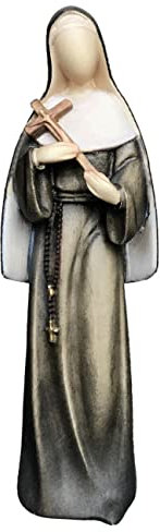 JS Garten Deko Statue Heilige Rita von Cascia H 20 cm Art Line Collection 2.0 Heiligenfigur Nonne Schutzpatronin handgeschnitzt Holz Figur aus Ahornholz Dolfi